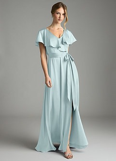 Azazie Lainey Vestidos de damas de honor Vestido de Neblina de Satén Elástico de Corte en A con Con bolsillos image4