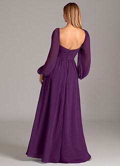 Azazie Alia Bridesmaid Dresses Grape A-Line Long Sleeve Chiffon Dress image4