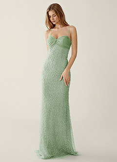 Jasminiah Dusty Sage Pearl-Embellished Lace/Chiffon Prom Dress image3