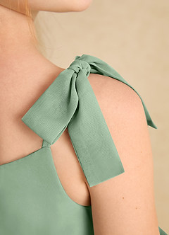 Azazie Jaci Flower Girl Dresses Matcha A-Line Spaghetti Strap Chiffon Dress image8