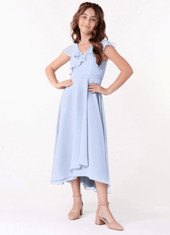 Azazie Posie Junior Ice A-Line Ruched Chiffon Dress image5