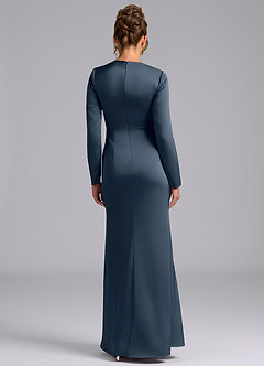 Azazie Valerie Bridesmaid Dresses Twilight Mermaid Long Sleeve Stretch Satin Dress image2