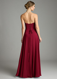 Azazie Ayla Abiti da Damigella Abito A-Line in Chiffon Scollo a Cuore Borgogna image2