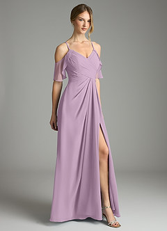 Azazie Dakota Bridesmaid Dresses Wisteria A-Line V-Neck Pleated Chiffon Dress image5