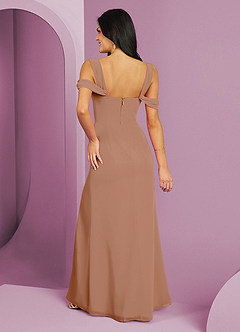 Barbie ♥ Azazie Bridesmaid Dresses Champagne Rose A-Line Off the Shoulder Chiffon Dress image6