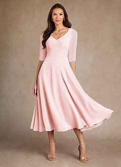 Azazie Durant Mother of the Bride Dresses Blushing Pink A-Line Pleated Chiffon Dress image2