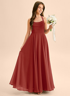 Azazie Kady Junior Terracotta A-Line Sweetheart Neckline Chiffon Dress image5