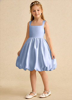 Azazie Nirvana Flower Girl Dresses Ice Ball-Gown Ruched Matte Satin Dress image5