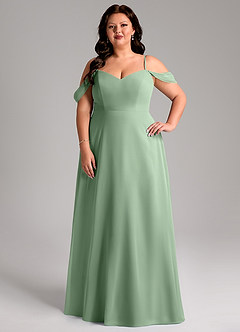 Azazie Marley Bridesmaid Dresses Matcha A-Line Off the Shoulder Chiffon Convertible Dress image11