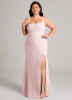 Azazie Mero Bridesmaid Dresses Blushing Pink Sheath Pleated Chiffon Dress image11