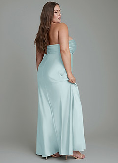 Azazie Saylor Bridesmaid Dresses Mist Mermaid Strapless Stretch Satin Dress image12