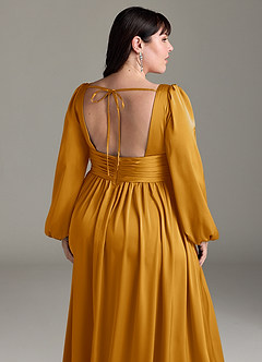 Azazie Norah Brautjungfernkleider A-Linie Stretch-Satin Kleid Butterscotch image13