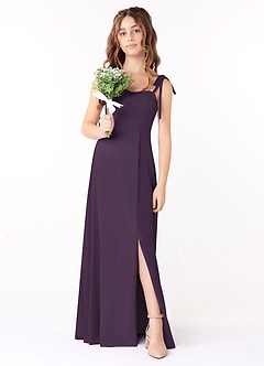Azazie Rosey Junior Plum A-Line Sweetheart Neckline Chiffon Dress image4