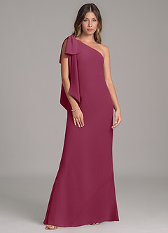 Azazie Capri Bridesmaid Dresses Mulberry A-Line One Shoulder Chiffon Dress image6