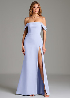 Azazie Riley Robes de demoiselle d'honneur Robe Fourreau Convertible en Mousseline de soie Épaule décolletée Lavande image4