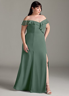 Azazie Sophie Brautjungfernkleider Wandelbar A-Linie Schulterfrei Chiffon Kleid Eukalyptus image10