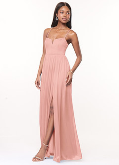 Azazie Marsol Bridesmaid Dresses Rosette A-Line Corset Mesh Dress image3