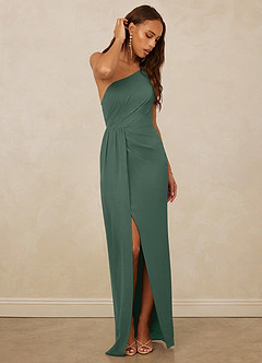 Christian Siriano Bridal for Azazie 1003 Bridesmaid Dresses Sea Moss Sheath One Shoulder Chiffon Dress image3