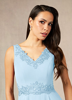 Azazie Devana Mother of the Bride Dresses Sky Blue A-Line Sequins Chiffon Dress image6