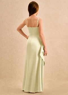 Azazie Cannoli Girls Formal Blumenmädchenkleider A-Linie Plissee Stretch-Satin Kleid Zitronensorbet image2
