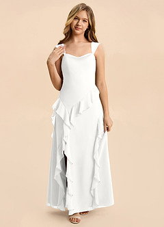 Azazie Sloane Junior White A-Line Sweetheart Neckline Chiffon Dress image6