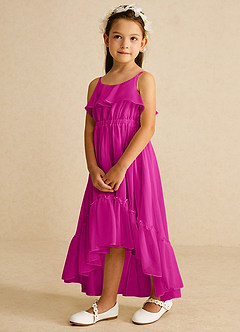 Azazie Karmen Flower Girl Dresses Fuchsia A-Line Ruched Chiffon Dress image2