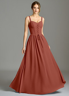 Azazie Porscha Suknie dla druhen Linia A Dekolt w kształcie serca Szyfon Do ziemi Sukienka image5