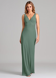 Azazie Tianna Final Sale Eucalyptus Sheath Chiffon Dress image3