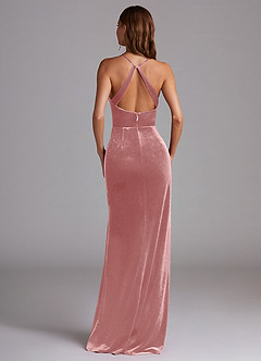 Azazie Becca Bridesmaid Dresses Dusty Rose Sheath Velvet Dress image6
