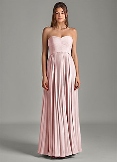 Azazie Chiana Abiti da Damigella Abito A-Line in Chiffon Senza Cinturino Rosa Rossore image4