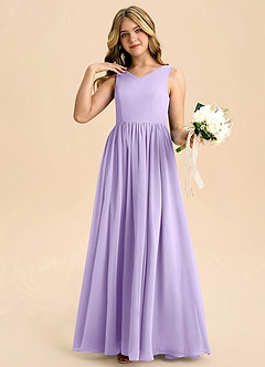 Azazie Hathaway Junior Lilac A-Line Bow Chiffon Dress image5