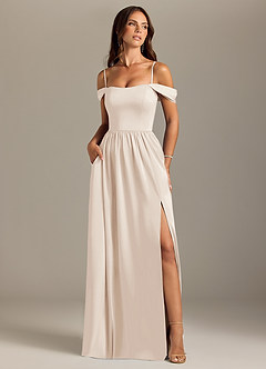 Azazie Calianna Bridesmaid Dresses White Alabaster A-Line Off the Shoulder Stretch Satin Convertible Dress image5