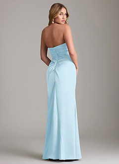 Azazie Lucille Vestidos de damas de honor Vestido de Azul Cielo de Satén Elástico de Corte Sirena Convertible con Sin tirantes image2