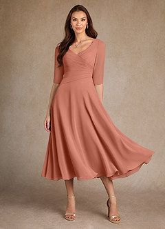 Azazie Durant vestidos de madre de la novia Vestido de Mai Tai de Gasa de Corte En A con Plisado image2