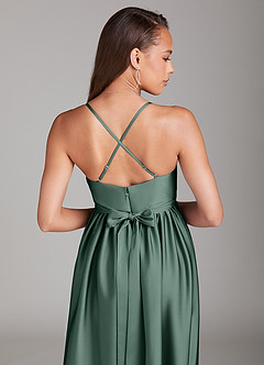 Azazie Llana Maternity Bridesmaid Dresses A-Line Stretch Satin Floor-Length Dress with Pockets image4