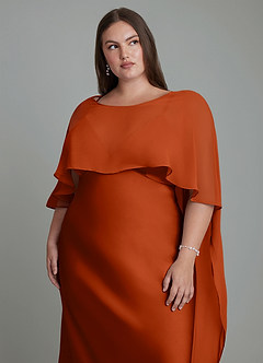 Azazie Stefania Brautjungfernkleider A-Linie Stretch-Satin Kleid Paprika image14