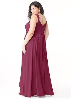 Azazie Cleobella Brautjungfernkleider A-Linie Herzchen Spitze Chiffon Kleid Maulbeerrot image11