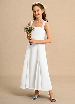 Azazie Tater Junior Formal vestidos de niña de las flores Vestido de Marfil de Gasa de Corte En A con Plisado image6