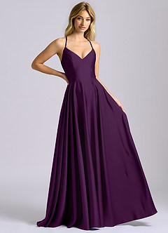 Azazie Truce Brautjungfernkleider A-Linie Stretch-Satin Kleid Traube image6