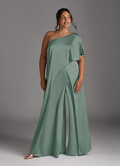 Azazie Hagretta Moeder van de bruid jurken Broekpak Jurk van Stretch Satijn Zilveren Salie image9