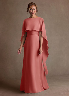 Azazie Marilla Mère de la mariée Robes Robe Trapèze en Mousseline de soie Plissée Antique Rose image4