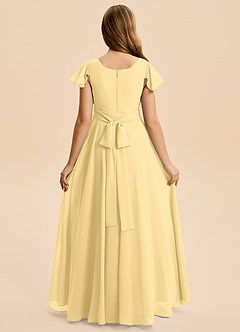 Azazie Cady Junior Butter A-Line Pleated Chiffon Dress image2