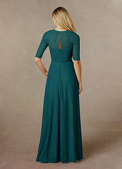 Azazie Raelyn Mother of the Bride Dresses Peacock A-Line Lace Mesh Dress image2