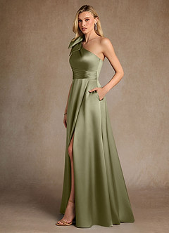 Azazie Easton Kleider für die Brautmutter A-Linie One-Shoulder Stretch-Satin Kleid Pistazie image2