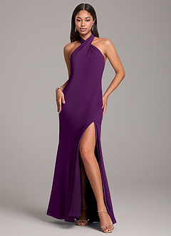 Azazie Lorena Bridesmaid Dresses Grape Mermaid Pleated Chiffon Dress image3