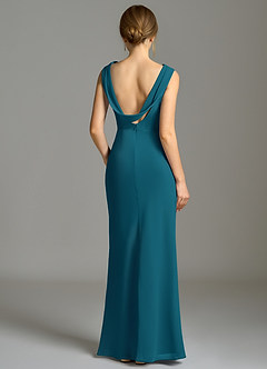 Azazie Kieryn Bridesmaid Dresses Ink Blue Mermaid Pleated Chiffon Dress image2