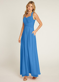 Azazie Claudia Bridesmaid Dresses Blue Jay A-Line Sweetheart Neckline Chiffon Dress image2