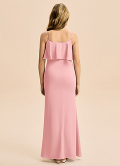 Azazie Galene Junior Powder Pink Mermaid Stretch Satin Dress image2