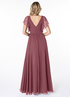 Azazie Zella Bridesmaid Dresses Desert Rose A-Line Lace Chiffon Dress image2