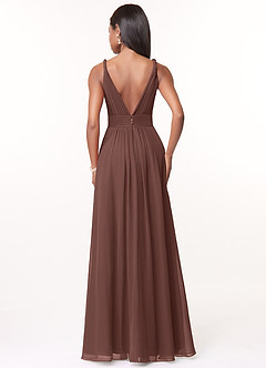 Azazie Maren Final Sale Desert Rose A-Line Pleated Chiffon Dress image2